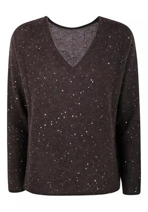 Gentry Portofino sequin-embellished v-neck sweater - Brown