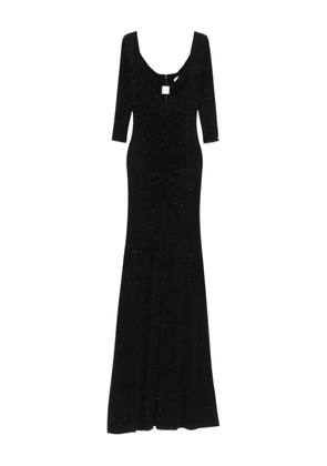 NISSA glitter-embellished three-quarter sleeve maxi dress - Black