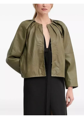 Pedro Del Hierro pleated leather jacket - Green