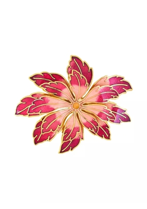 Susan Caplan Vintage 1980s lotus-flower brooch - Red