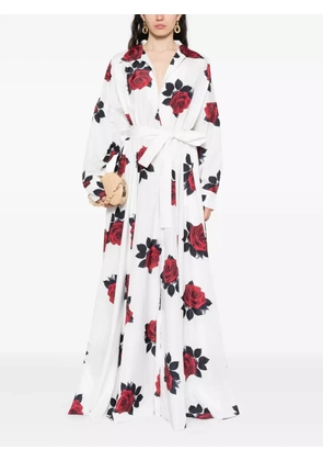 Norma Kamali rose-print maxi dress - White