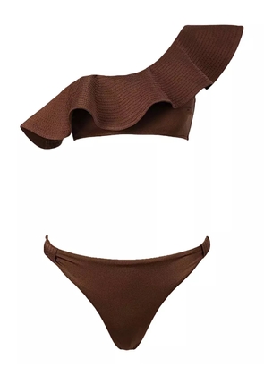 SOFIA ERHAN ruffle-detail one-shoulder bikini - Brown