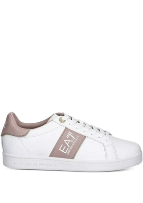 Ea7 Emporio Armani logo-detail leather sneakers - White