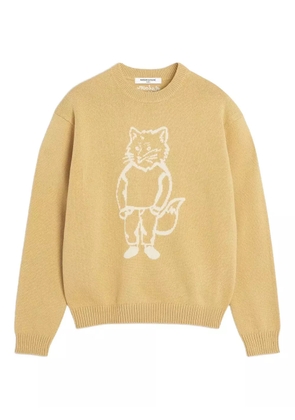 Maison Kitsuné fox-intarsia wool sweater - Yellow