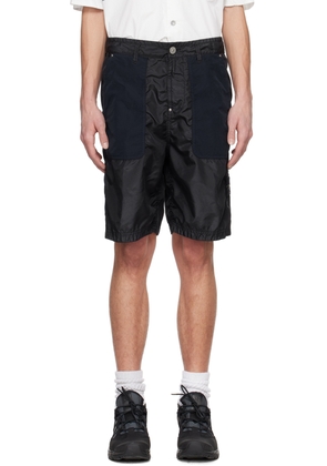 Stone Island Black & Navy Patch Shorts
