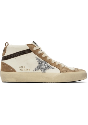 Golden Goose White & Beige Mid Star Sneakers