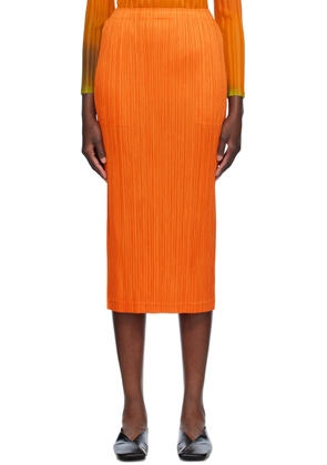 PLEATS PLEASE ISSEY MIYAKE Orange Thicker Bottoms 1 Midi Skirt