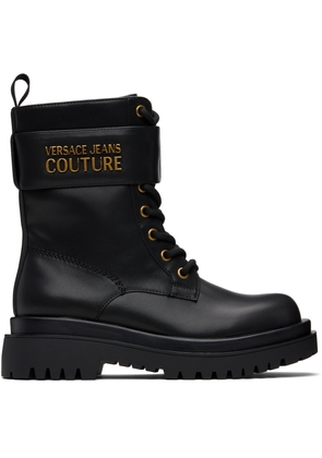Versace Jeans Couture Black Logo Hardware Boots