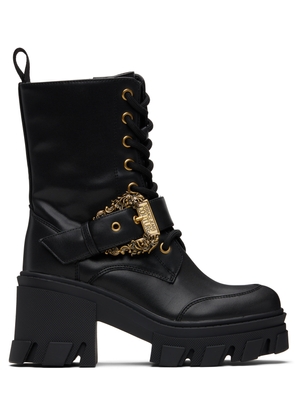 Versace Jeans Couture Black Baroque Buckle Drew Boots