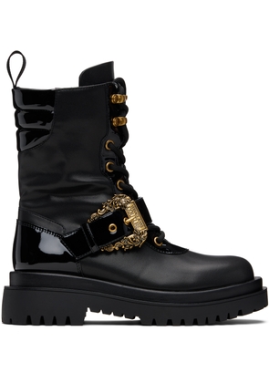 Versace Jeans Couture Black Pin-Buckle Boots
