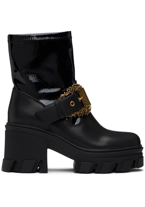 Versace Jeans Couture Black Sophie Baroque Buckle Boots
