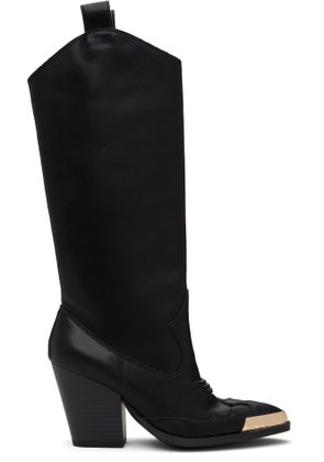 Versace Jeans Couture Black Logo Plaque Tall Boots