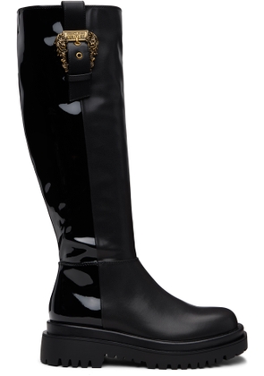 Versace Jeans Couture Black Zip Tall Boots