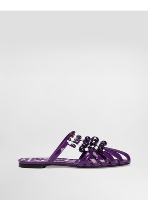 Dolce & Gabbana Patent Leather Sandal With Stones - Woman Slides And Mules Purple 36