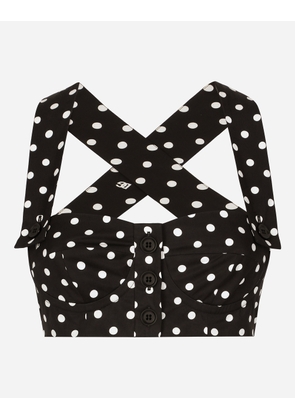 Dolce & Gabbana Cotton Corset Top With Polka-dot Print - Woman Shirts And Tops Print 52
