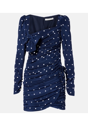Alessandra Rich Bow-detail polka-dot draped minidress