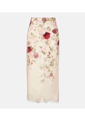 Zimmermann Hypnotic floral linen pencil skirt