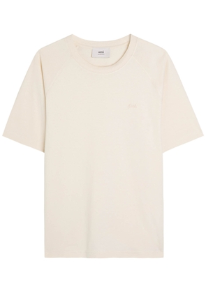 Ami Paris Logo-embroidered Cotton T-shirt - Ivory - M