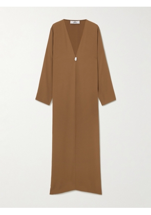 Sara Cristina - Pearl-embellished Silk-crepe Kaftan - Gold - x small,small,medium,large,x large