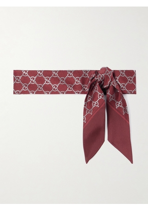 Gucci - Printed Silk-twill Scarf - Burgundy - One size
