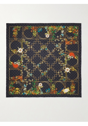 Gucci - Printed Silk-twill Scarf - Black - One size