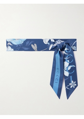Gucci - Flora Floral-print Silk-twill Scarf - Blue - One size