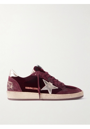 Golden Goose - Ballstar Suede And Leather-trimmed Velvet Sneakers - Red - IT35,IT36,IT37,IT38,IT39,IT40,IT41,IT42