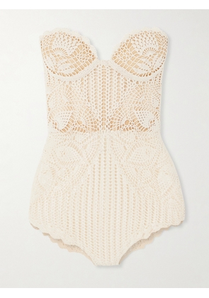 Magda Butrym - Crocheted Cotton-lace Bodysuit - Cream - FR 34,FR 36,FR 38,FR 40