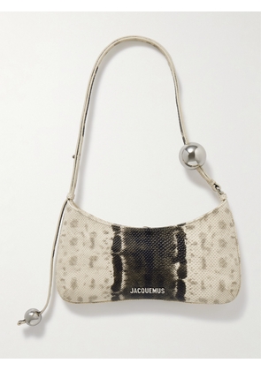 Jacquemus - Le Bisou Perle Embellished Snake-effect Leather Shoulder Bag - Neutrals - One size