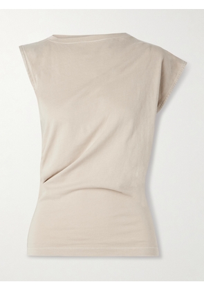 AGOLDE - Beth Draped Organic Cotton-jersey T-shirt - Gray - x small,small,medium,large,x large