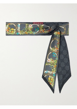 Gucci - Printed Silk-twill Scarf - Black - One size