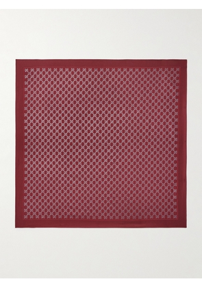 Gucci - Printed Metallic Silk-twill Scarf - Red - One size