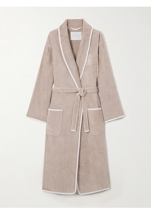 Brunello Cucinelli - Embroidered Linen-trimmed Cotton-terry Robe - Neutrals - small,medium,large