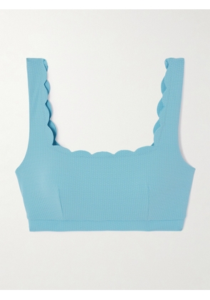 Marysia - Palm Springs Scalloped Seersucker Bikini Top - Blue - x small,small,medium,large