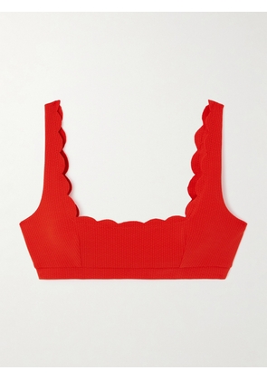 Marysia - Palm Springs Scalloped Seersucker Bikini Top - Red - x small,small,medium,large