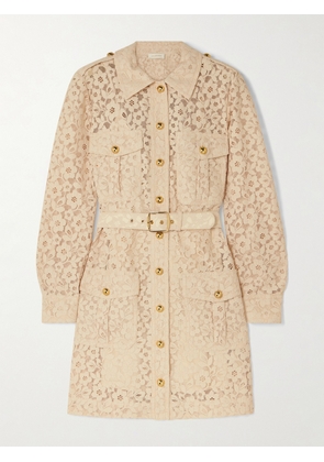 Zimmermann - Belted Lace Mini Shirt Dress - Cream - 00,1,2,3,4