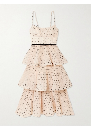 Zimmermann - Pleated Tiered Polka-dot Organza Midi Dress - Cream - 00,1,2,3,4