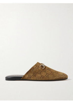 Gucci - Horsebit-detailed Debossed Suede Slippers - Brown - IT36,IT36.5,IT37,IT37.5,IT38,IT38.5,IT39,IT39.5,IT40,IT41