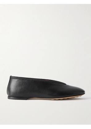 Bottega Veneta - Rosa Intrecciato-trimmed Leather Ballet Flats - Black - EU 37,EU 38,EU 39