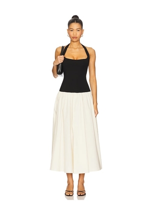 Camila Coelho Andrade Midi Dress in Black,White. Size M. Also in L, S, XL, XS, XXS.