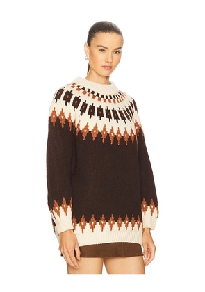 Callahan Kathleen Fair Isle Pullover in Chocolate. Size L. Also in M, S, XL, XS.