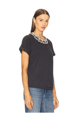 Cinq a Sept Necklace Washed Shrunken Tee in Charcoal. Size M. Also in L, S, XL, XXS.