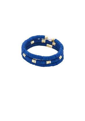 Luv AJ The Seville Pearl Bracelet Set in Navy.