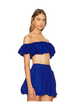 Susana Monaco Puff Sleeve Crop Top in Blue. Size S. Also in XS.