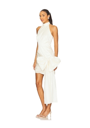 ROTATE Satin Bow Dress in Ivory. Size 32. Also in 34, 38, 42, 44.