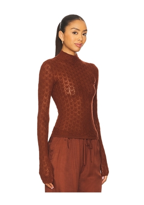 SABLYN Rhea Longsleeve Mock Neck Top in Cognac. Size L. Also in M, S.