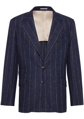 Brunello Cucinelli striped single-breasted blazer - Blue