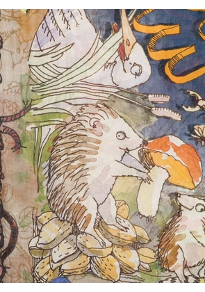 Faliero Sarti animal-print frayed-edge scarf - Blue