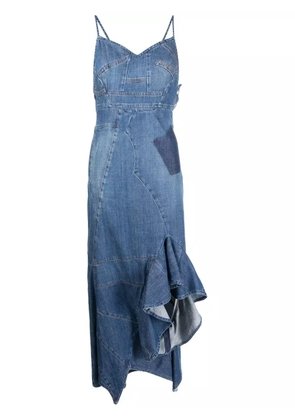 LOEWE asymmetric denim ruffle dress - Blue