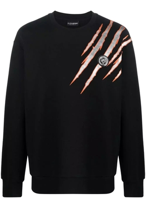 Plein Sport scratch-print crew neck sweatshirt - Black